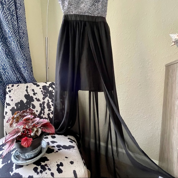 DREAM STATE silver sequin and black dress SZ 10 - Picture 4 of 8